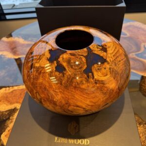 Wooden bowl with blue resin